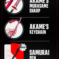 Battle-Ready Akame's Murasame (SHARP) & Akame's Murasame Keychain + Stand - FREE Samurai Pen