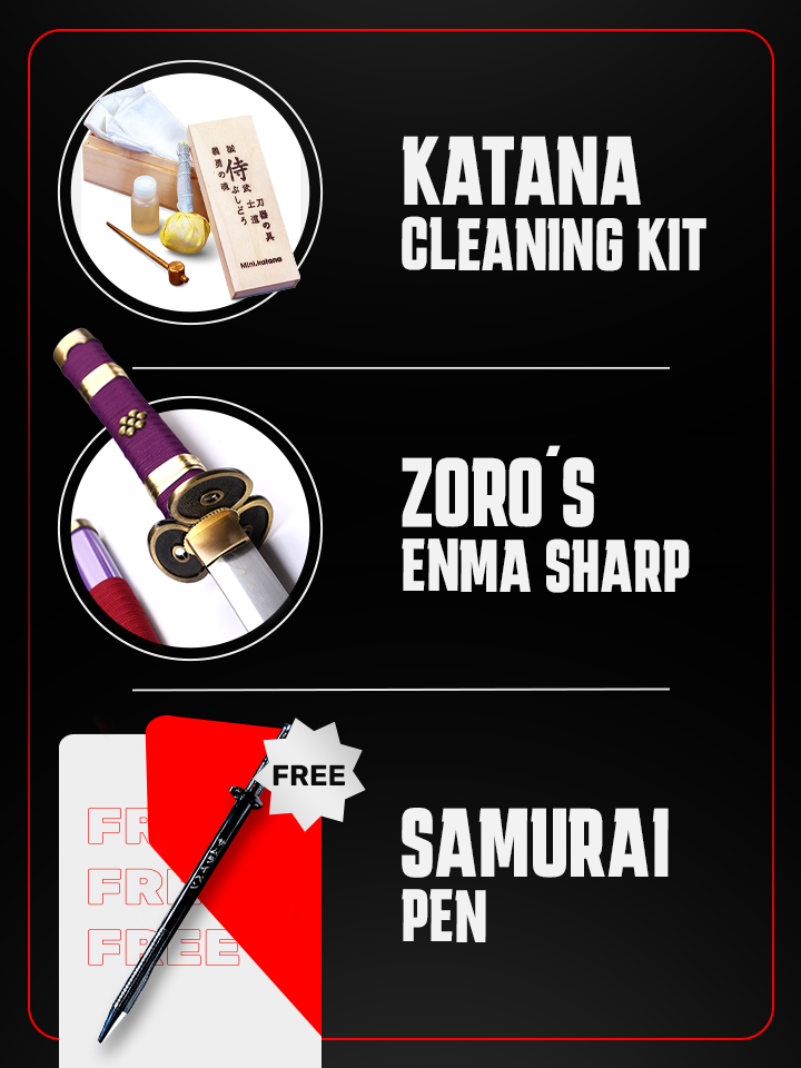 Zoro's Enma Purple Katana SHARP & Katana Cleaning Kit + FREE Samurai Pen
