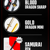 Blood Dragon Katana & Gold Dragon Mini Katana +  FREE Samurai Pen